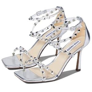 Steve Madden Silver and White Studded Heels